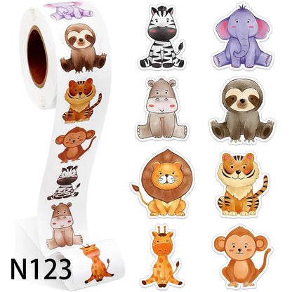 100-500 Animal Stickers Roll | Small Decorative Labels for Photocards and Gifts