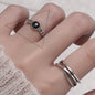 VENTFILLE 925 Sterling Silver Geometric Multilayer Round Bead Ring | Fashion Punk Temperament Jewelry