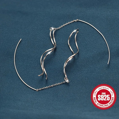 Elegant Crossed Wave S925 Silver Earrings for Women Suitable for Daily Commuting And Various Occasions Gift Essential