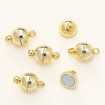 4/6pcs/pack 8*14MM 14K/18K Gold Plated Brass Magnetic Bracelet Clasp Beads for Handmade DIY Jewelry Making Accessories