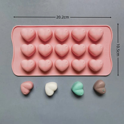 55 Piece Small Heart Shaped Silicone Cake Mold | Heart Chocolate Pastry Molds for DIY Baking