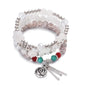 3pcs Boho Bohemian Pink Butterfly Pendant Charm Beads Bracelets Set For Women Stone Wristband Bracelet Bangles Pulseras Feminina