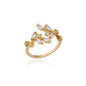 Zircon Flower Shaped Rings For Women Stainless Steel Open Ring Fashion Korean New Wedding Jewerly Gift