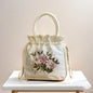 ZTBBAO Embroidered Flower Bucket Bag | Small Top Handle Handbag for Women