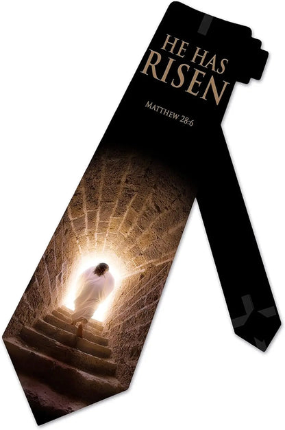 He Has Risen Jesus Religious Ties Mens Jesus Easter Necktie Print One Size
