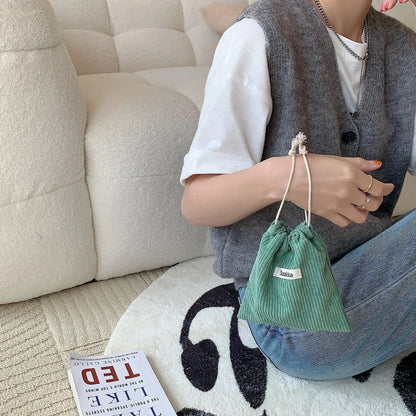Corduroy Drawstring Pouch | Versatile Storage Bag for Jewelry, Cosmetics, and Small Essentials