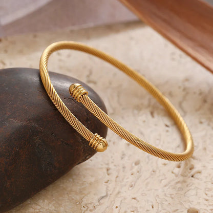 woiwoi Stainless Steel Bracelets Vintage Fashion Simplicity Temperament Decals Wires Metal Bracelet For Women Jewelry Gifts