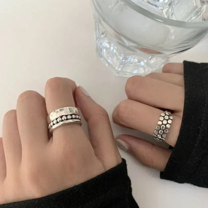 VENTFILLE 925 Sterling Silver Geometric Multilayer Round Bead Ring | Fashion Punk Temperament Jewelry