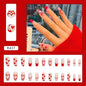 24Pcs/Box Charming Pink Flame Short Fake Nails press on Square Head Full Cover Detachable