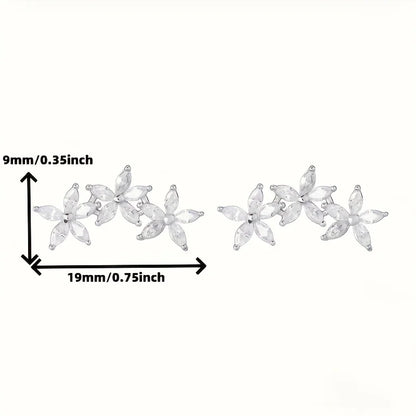 S925 silver sparkling five-petaled flower earrings elegant and fashionable wearable all year round  suitable for festive parties