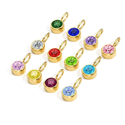 12 Color Birthstone Pendant Month Zirconia for Necklace Color Stone DIY Charms Accessories Birthday Gift Jewelry