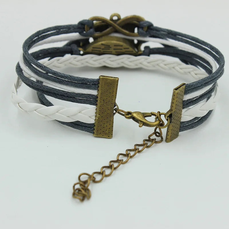 Handmade Braided Wax Cord Infinity Bracelet Ancient Evil Eye Elephant Bracelet