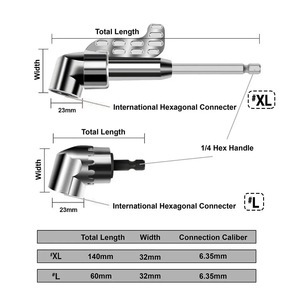 STONEGO 105 Degree Angle Extension Screw Driver Socket Holder | For Tight Spaces and Hard-to-Reach Screws