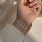 s925 Sterling Silver Double Layers Simple Bracelet for Women Temperament Elegant Sweet Link Chain Bracelet Jewelry
