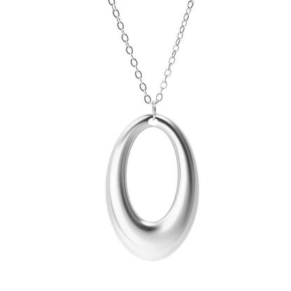 DOTIFI  Stainless Steel Delicate Hollow Arc Circle Geometric Pendant Necklace Female Fashion Minimalist Commuter Long Necklace