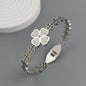 New four-leaf clover white shell stainless steel gold-plated bracelet 18K, high quality waterproof couple bracelet, wife gift