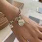 Sterling Silver plated Thai Silver Bracelet for Women Vintage Geometric Heart Love Lucky Punk Jewelry 2023 New Dropship
