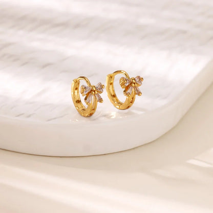 Luxury Zircon Hoop Earrings for Women Gold Color Stainless Steel Butterfly Heart Snake Earring Fashion Party Wedding Jewelry Gif
