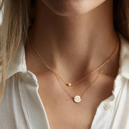 4MM Simulated-pearl Pendant Necklace for Women Dainty Stainless Steel Gold Color Necklace Women