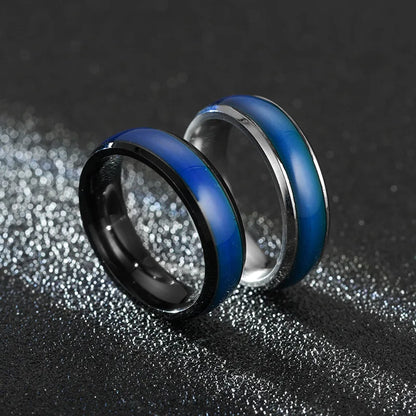 6MM Changing Color Stainless Steel Rings For Women Mood Emotion Feeling Temperature Ring Men Couples Fashion Jewelry Gift