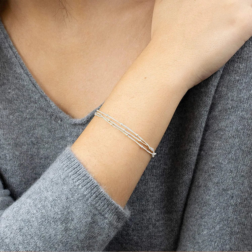 Simple Female Ball Chain Bracelet Jewelry New Layered Thin Beads Chain Bracelet For Women Leg 316L Stainless Steel Chain