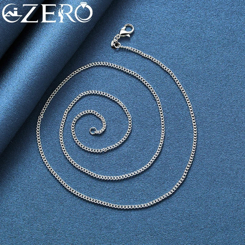 ALIZERO 40-70cm 925 Sterling Silver 2mm Side Chain Necklace For Women Men Wedding Party Fashion Charm Jewelry Gift