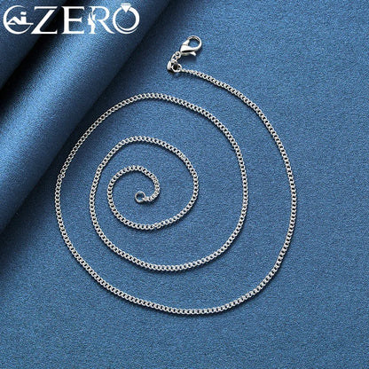 ALIZERO 40-70cm 925 Sterling Silver 2mm Side Chain Necklace For Women Men Wedding Party Fashion Charm Jewelry Gift