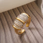 NEWBUY Luxury AAA Cubic Zirconia Pave Setting Copper Wedding Jewelry Delicate Geometric Open Rings For Elegant Women