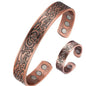 1pcs Antique Copper Bracelet European And American Copper Vintage Simple Double Ring Pattern Magnet Energy Ring Bracelet Set