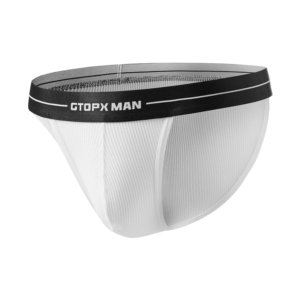 Cross-border men's striped single-layer translucent underwear, thin low-rise ice silk briefs GT407
