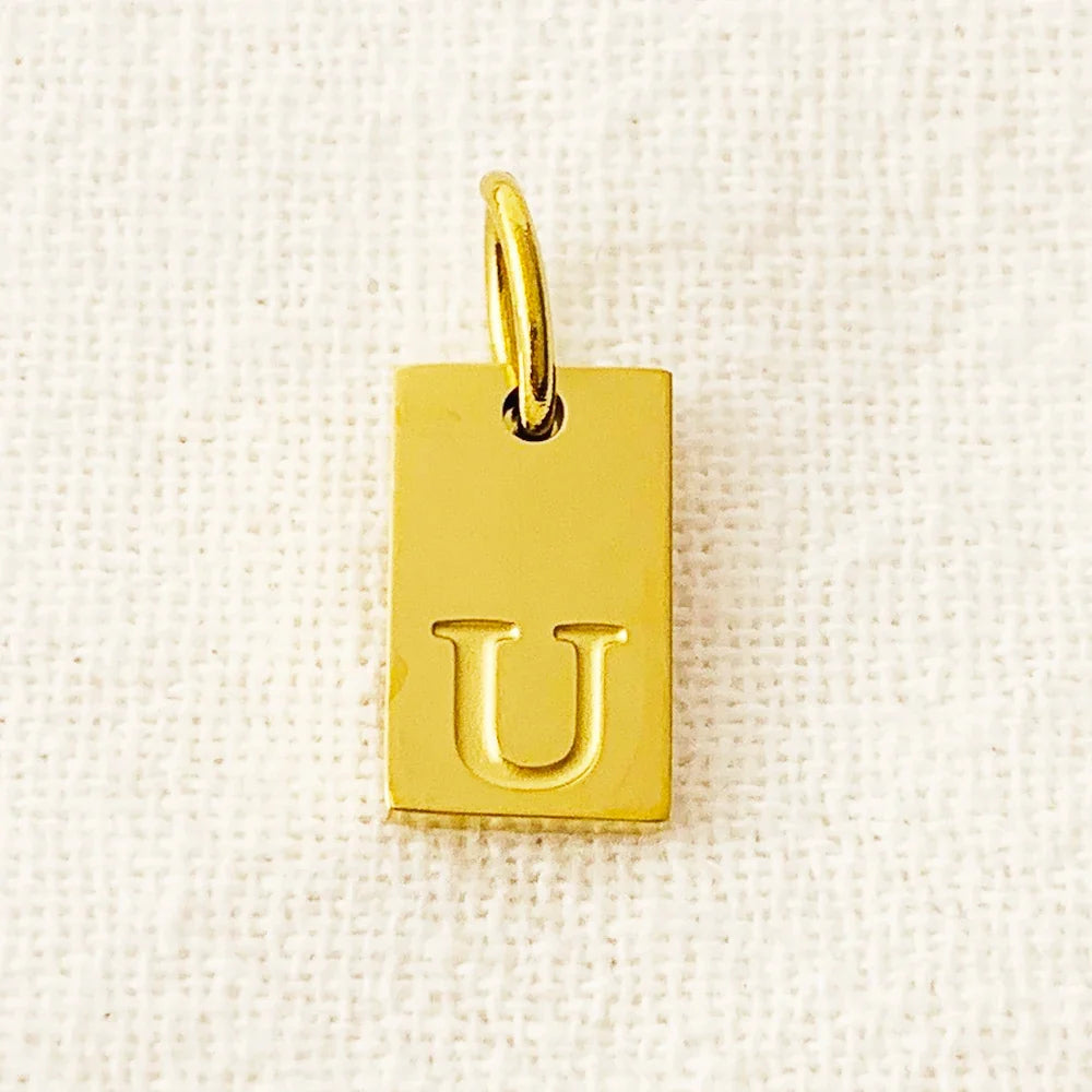 SUNIBI Alphabet Charm Pendant for Necklaces Stainless Steel Jewelry DIY Engraved Lettering Accessories Women's Fashion Jewelry