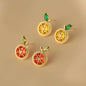 Yupsk Korean Cute Orange Lemon Fruit Stud Earrings for Women Girls Delicate Yellow Cubic Zirconia Fashion Daily Ear Accessories