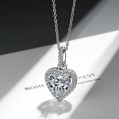 925 Sterling Silver Zircon Heart Pendant Necklaces For Women Luxury Designer Jewelry Gift Female Wholesale Jewellery Trend 2024