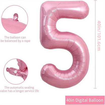 40-Inch Pink Foil Number Balloon | Birthday Party Decoration