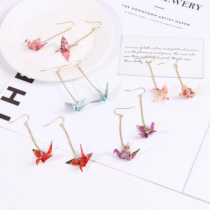 Origami Crane Earrings | Handcrafted Paper Bird Jewelry