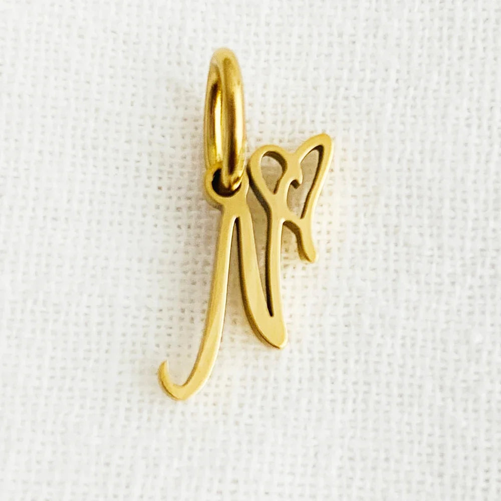 SUNIBI Heart Art Initial Alphabet Pendant DIY Name Customized Birthday Gift Stainless Steel Women Fashion Jewelry A-Z Wholesale