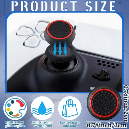28 Pack Silicone Anti-Slip Thumb Grips for PS5 PS4 Controller | Multicolor Joystick Caps