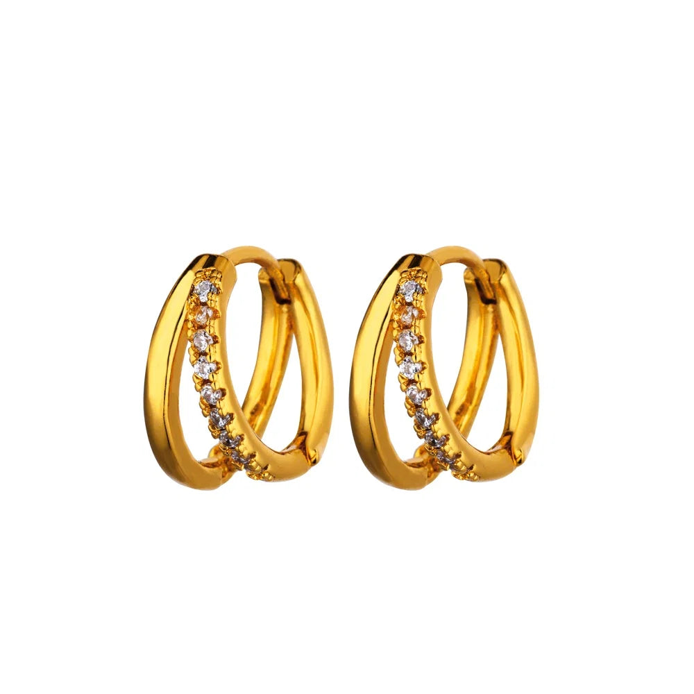 Stainless Steel Circle Earrings For Women Gold Color Aesthetic Zircon Earring Wedding Christmas Fashion Jewelry Accessories Gift
