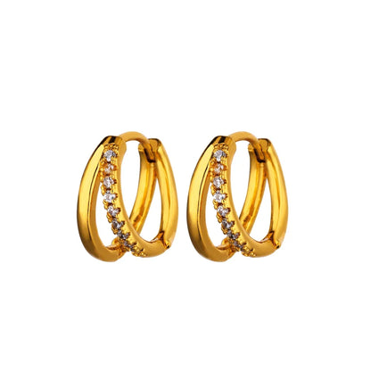 Stainless Steel Circle Earrings For Women Gold Color Aesthetic Zircon Earring Wedding Christmas Fashion Jewelry Accessories Gift