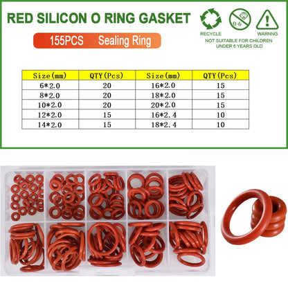 Food Grade Silicone O-Ring Sealing Gasket Set | Red VMQ Rubber Washers for Cookers