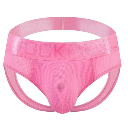 Sexy Men Thong Underwear Jockstraps Crotchless Underpants Low Waist Bikini Panties Mesh Elastic Thread Skin Friendly Lingerie