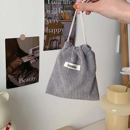 Corduroy Drawstring Pouch | Versatile Storage Bag for Jewelry, Cosmetics, and Small Essentials