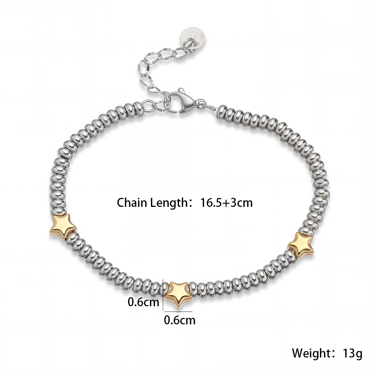 NEWBUY Hot Sale Non-Fading Stainless Steel Jewelry Gold Color Heart/Star Silver Beads Charm Bracelets For Women Wholesale