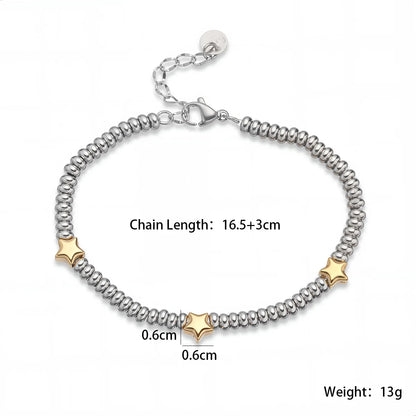 NEWBUY Hot Sale Non-Fading Stainless Steel Jewelry Gold Color Heart/Star Silver Beads Charm Bracelets For Women Wholesale