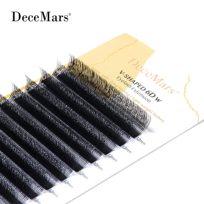 DeceMars V-shaped 6D Eyelash Extensions | Matte Black 12 Rows/Tray