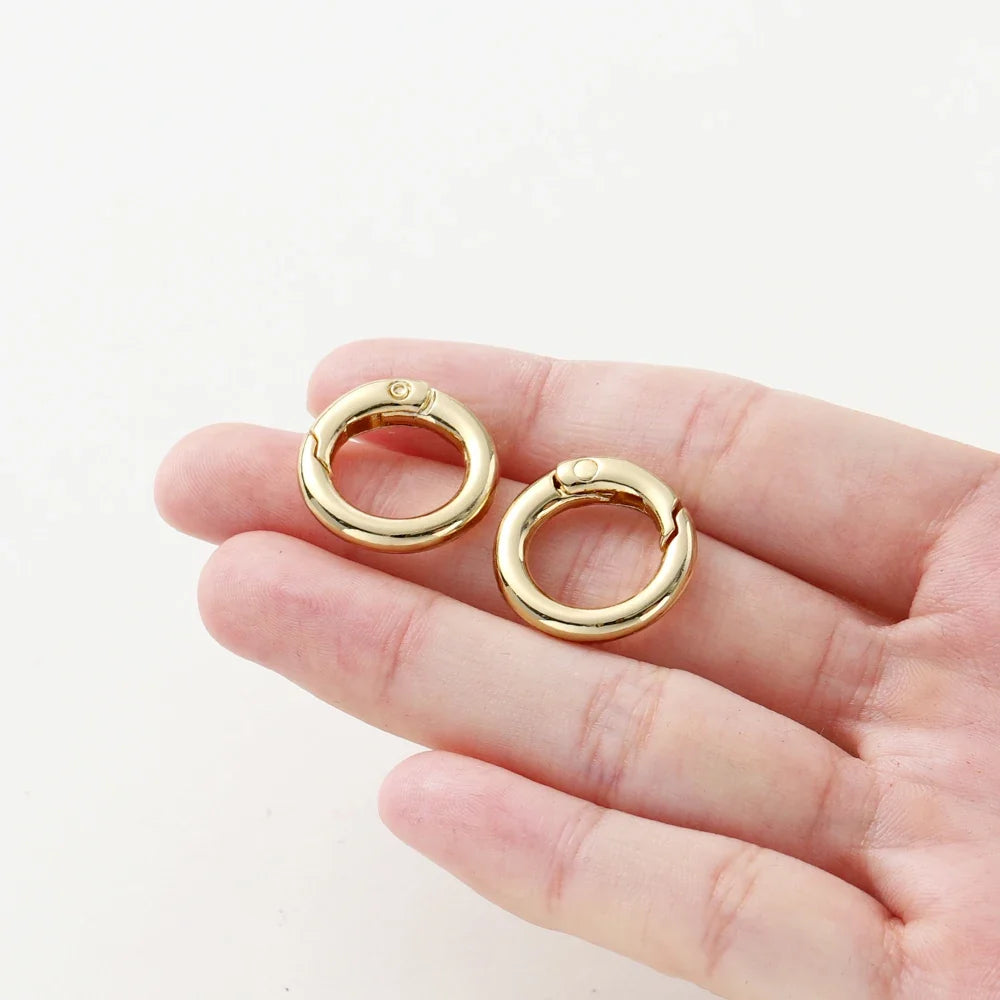 5Pcs 20mm 14K 18K Gold Plated O Ring Spring Clasps Openable Round Keychain Hook Charms Pendants Connector For DIY Jewelry Making