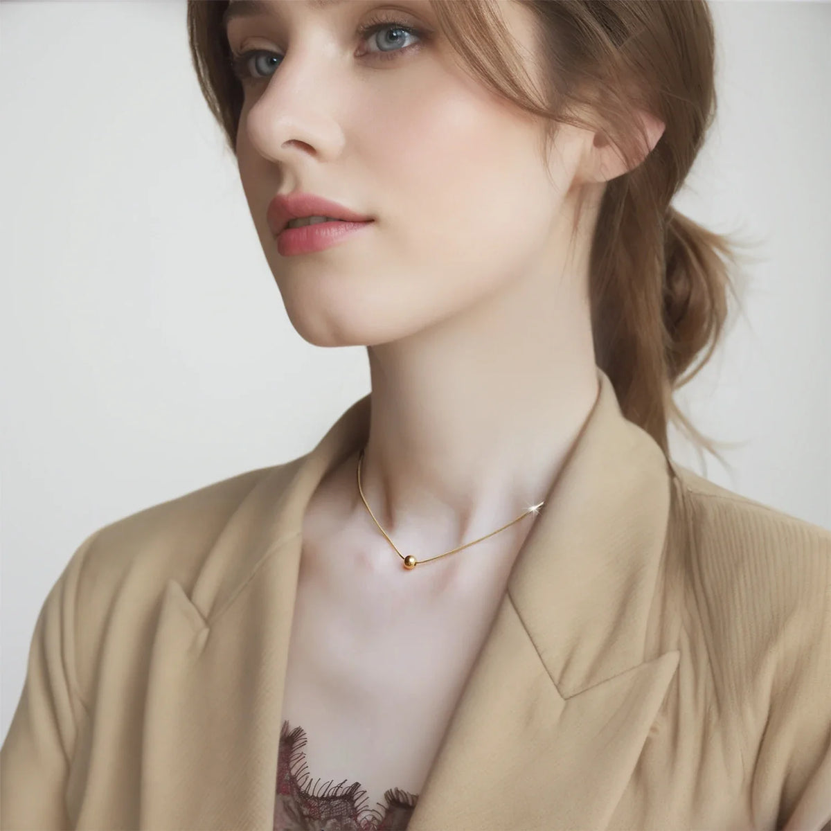 Minimalist Round Bead Necklace | Stainless Steel Handmade Chain for Women