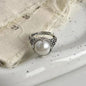 925 Sterling Silver Hollowed Pearl Adjustable Rings For Women Wedding Luxury Accessories  Dropshipping