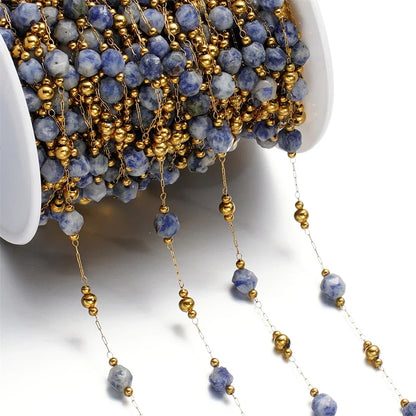 1Meter/Lot Mixed Stainless Steel Irregular Stone Beads Chains for Handmade DIY Necklace Bracelets Jewelry Making Accessories