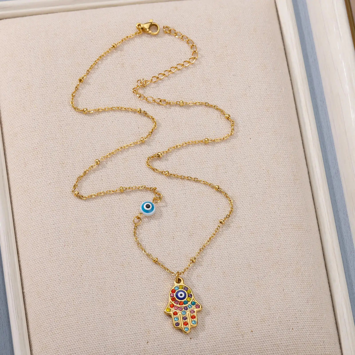 Turkish Hamsa Evil Eye Necklaces For Women Stainless Steel Gold Color Charm Choker Neckalce Christmas Jewelry Accessories Gift
